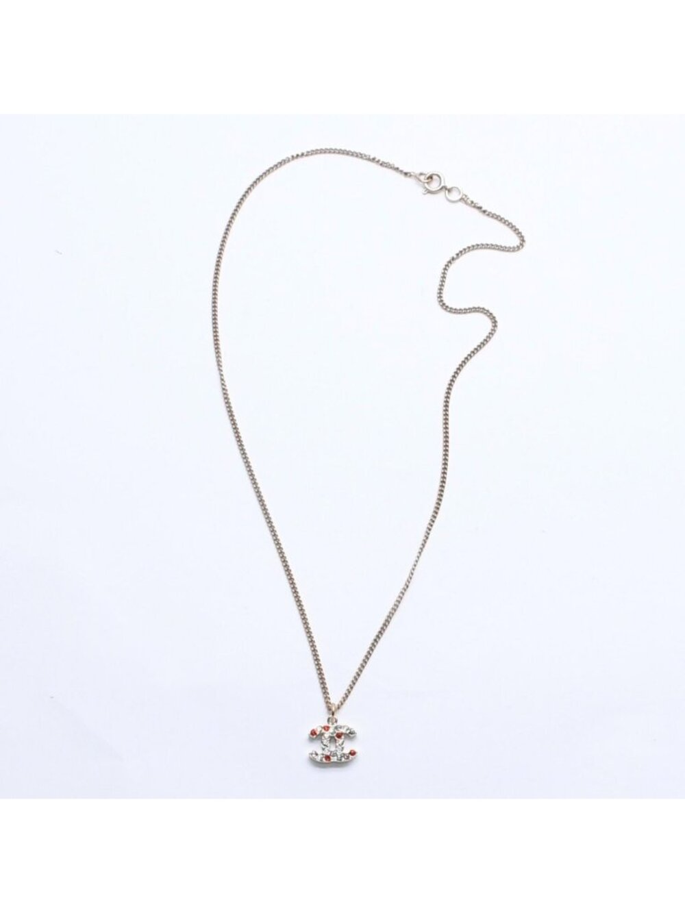 Chanel Necklace CC Logo Rhinestone 04 Multicolor Gold
